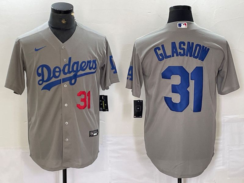 Men Los Angeles Dodgers #31 Glasnow Grey Nike Game MLB Jersey style 11->los angeles dodgers->MLB Jersey